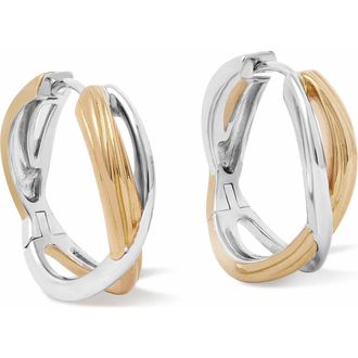 Astley Clarke Aurora Weave Mixed Metal Maxi Hoop Earrings in Gold at Nordstrom