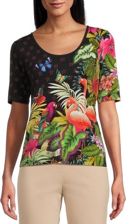 Johnny Was Womens The Janie Favorite Scoop Neck Fitted Tee, Amorina