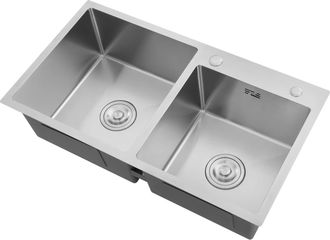 OEM Fregadero De Cocina De Doble Cubeta, Dise&ntilde;o Resistente A La Corrosi&oacute;n, Color Plata