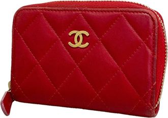 Chanel Pink Leather Coin Purse/Coin Case (Pre-Owned)
