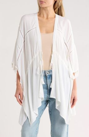 Vince Camuto Cinch Waist Tassel Trim Topper in Bright White at Nordstrom Rack
