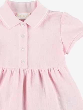 Gucci Girls Cotton Dress With Classic Collar Pink