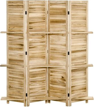 HOMCOM Divisorio per Interni Pieghevole 4 Ante con Ripiani in Legno 162x170cm