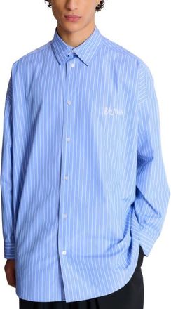 Balmain Relaxed shirt with stripes in Blue at Nordstrom, Size 39 Eu