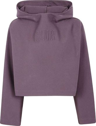 Jean Paul Gaultier Bonded Cotton Cropped Bat Sleeves Hoodie