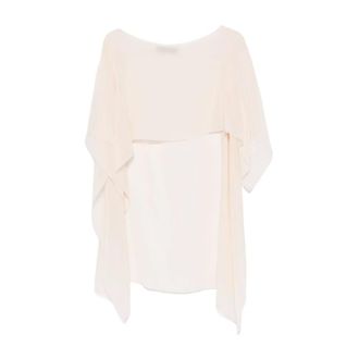 D.exterior Blouses, female, Beige, Size: M Asymmetric White Scarf Cape Design