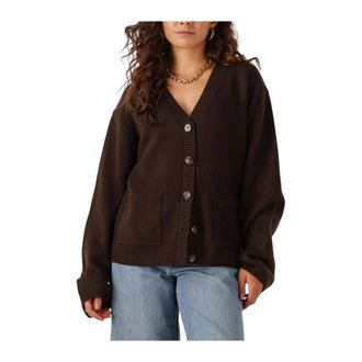 Envii Truien & Vesten, Dames, Bruin, M, Wol, Bruine Wollen Vest voor Gezellige Dagen