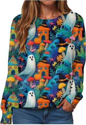 Generic Womens Halloween Sweatshirt Womens Sweatshirts Oversized Crewneck Sweatshirt Women Sweatshirts Crew Neck Casual Pullover Ladies Long Sleeve Tops Fall 