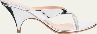 Gianvito Rossi 70mm Metallic Leather Thong Sandals