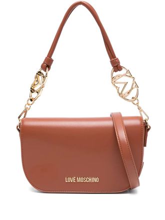 Love Moschino logo-lettering chain-link shoulder bag - Brown