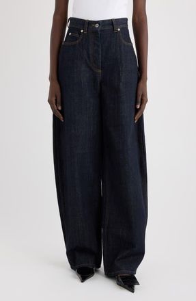 Jacquemus Le de-Nîmes Ovalo Wide Leg Jeans in Dark Navy at Nordstrom, Size 30