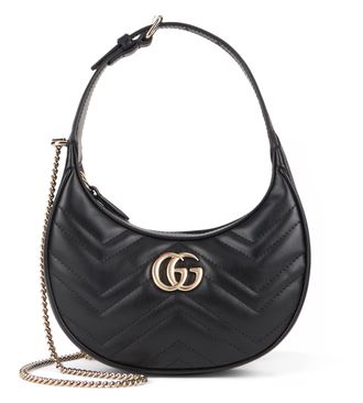 Gucci Womens Shoulder Bag Gg Marmont Leather Black Calf Skin