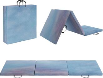 HOMCOM Homcom Colchoneta Gimnasia Plegable De Grosor 5 Cm, Tapete De Ejercicio, 180x60x5 Cm, Con Asas De Transporte, Para Yoga, Aer&oacute;bic, Azul