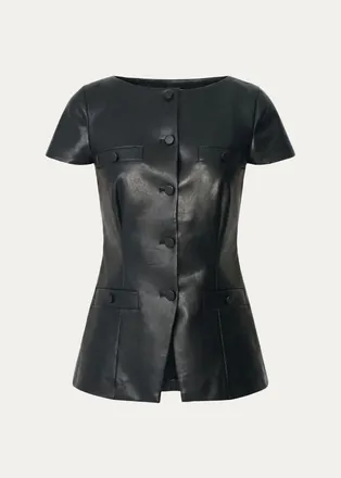 Toccin Ilya Bateau-Neck Vegan Leather Vest