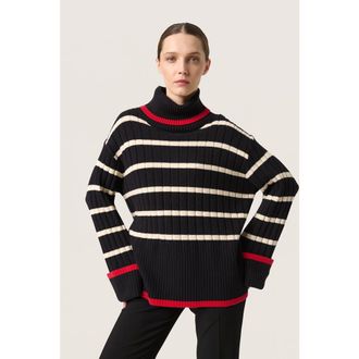 Soaked In Luxury Slmusling Rollneck Rib Knit Pullover in Black at Nordstrom, Size X-Small