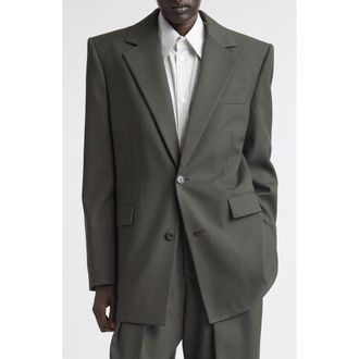 Saint Laurent Single Breasted Wool Jacket in Khaki at Nordstrom, Size 6 Us