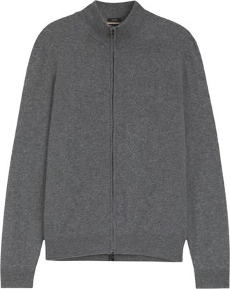 HUGO BOSS Cashmere Cardigan met Tweewegritssluiting - Heren - Cashmere truien - Grijs - XL - Kasjmier - Truien & Vesten