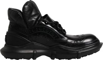 Dolce & Gabbana Black Leather Casual Mens Ankle Boots Mens Shoes