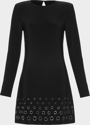Ramy Brook Dorinda Jersey Embellished Long-Sleeve Mini Dress
