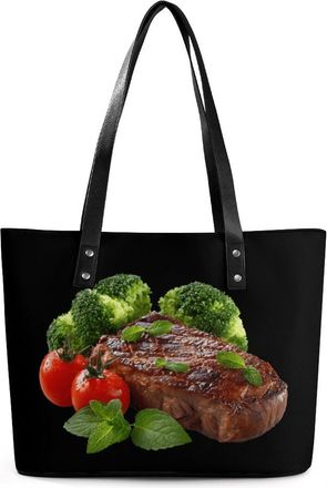 Generic Steak Pattern Tote Bags for Women Cute Shoulder Purses Handbags