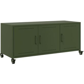 vidaXL Vidaxl - Mueble Tv Acero Laminado En Fr&iacute;o Verde Oliva 100,5x39x43,5 Cm