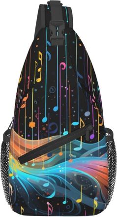 Generic Color Music Note Chest Bag With Zipper Sling Bag Breathable Chest Backpack For Workout Outdoors Casual