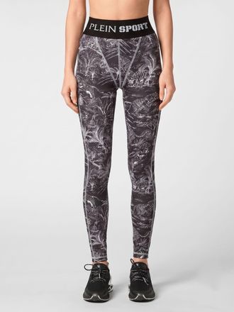 Plein Sport High-Waisted Skinny Leggings with Tropical Floral Print
