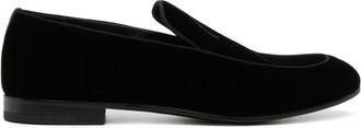 Giorgio Armani Black Embroidered Loafers