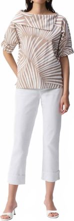 Joseph Ribkoff Tropical Print Puff Sleeve Top In Dune/vanilla