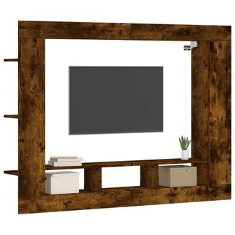 Berkfield Home TV Cabinet Smoked Oak 152x22x113 cm Engineered Wood in Brown | Size: 152 x 22 x 113 cm