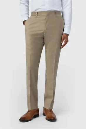 Ted Baker Mens Flat Fronted Slim Fit Suit Trousers in Stone Wool - Size 46 Regular