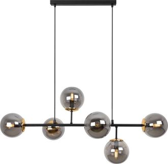 OEM L&aacute;mpara De Techo Siena Negra Y Dorada 6 L&aacute;mpara Plana Grafito E14 Brazos Largos