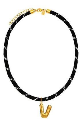 Petit Moments Bubble Initial Pendant Cord Necklace in Black-V at Nordstrom