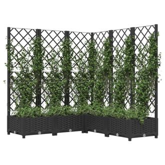 Berkfield Home Beautiful Garden Planter with Trellis Black 120x120x121.5 cm PP