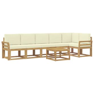 vidaXL Conjunto De Sof&aacute;s De Exterior 7 Pcs Blanco Y Crema Poli&eacute;ster Vidaxl