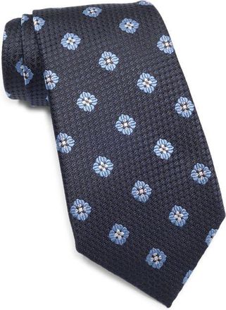 Ermenegildo Zegna Floral Medallion Silk Tie in Nvy Fan at Nordstrom