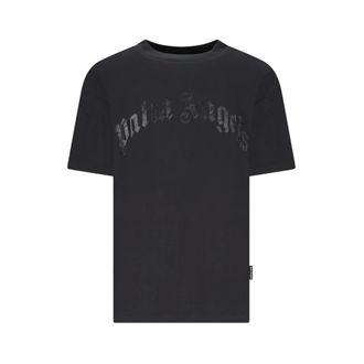 Palm Angels T-Shirts, male, Black, Size: S Curved Logo Tee