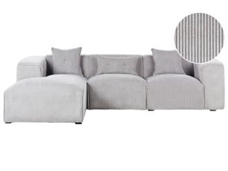 Beliani Sof&aacute; de 3 plazas 3 personas de tejido gris