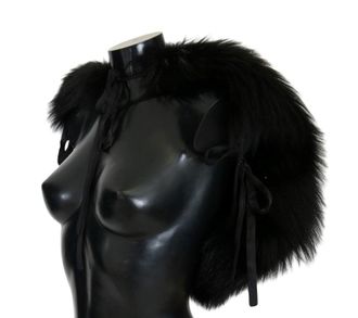 Dolce & Gabbana Womens Black Silver Fox Fur Scarf