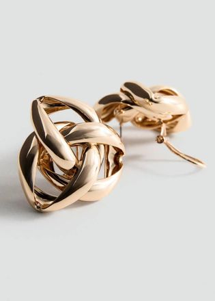 Mango Orecchini nodo intrecciato oro - Donna - Taglia unica - MANGO