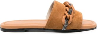 Fabiana Filippi Asd 273A940 H600 Slippers - Dames - Sandalen - Bruin - 38 1/2 EU - Leer - Schoenen