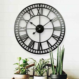 OEM Reloj De Jard&iacute;n Resistente A La Intemperie - Retro - N&uacute;meros Romanos - Vintage - Sencillo - Hierro Forjado - Reloj De Exterior - Funciona Con Pilas - 