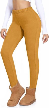 Generic Fleece Leggings for Women Elastic High Waist Thick Thermal Underwear Pants Merino Wool Winter Warm Baselayer Bottoms Soft and Cozy Tights Underwear Lo