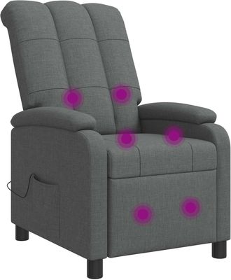 vidaXL Silla De Masajes Reclinable Gris Oscuro Tela Vidaxl