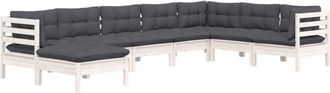 vidaXL Muebles De Jard&iacute;n 8 Pzas Con Cojines Blanco Madera Maciza Pino Vidaxl