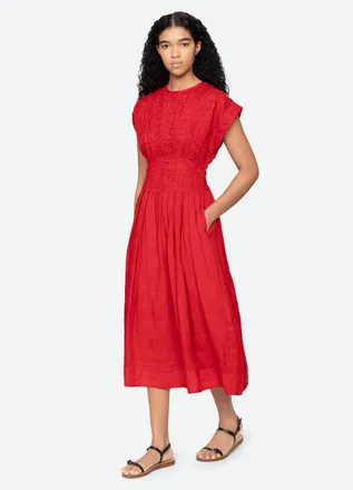 Sea New York Imogen Solida Midi Dress In Red