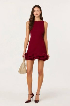 Astr Elexis Ruffle Hem Mini Dress In Red