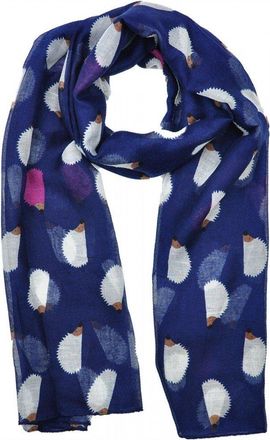 World of Shawls Hedgehog Print Ladies Fashion Wrap Maxi Scarf Sarong Large Size (Navy Blue)