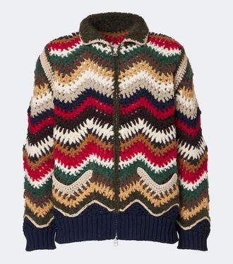 sacai Chevron crochet blouson jacket
