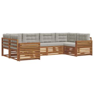 vidaXL Conjunto De Sof&aacute;s De Exterior 6 Pcs Gris Natural Y Claro Vidaxl